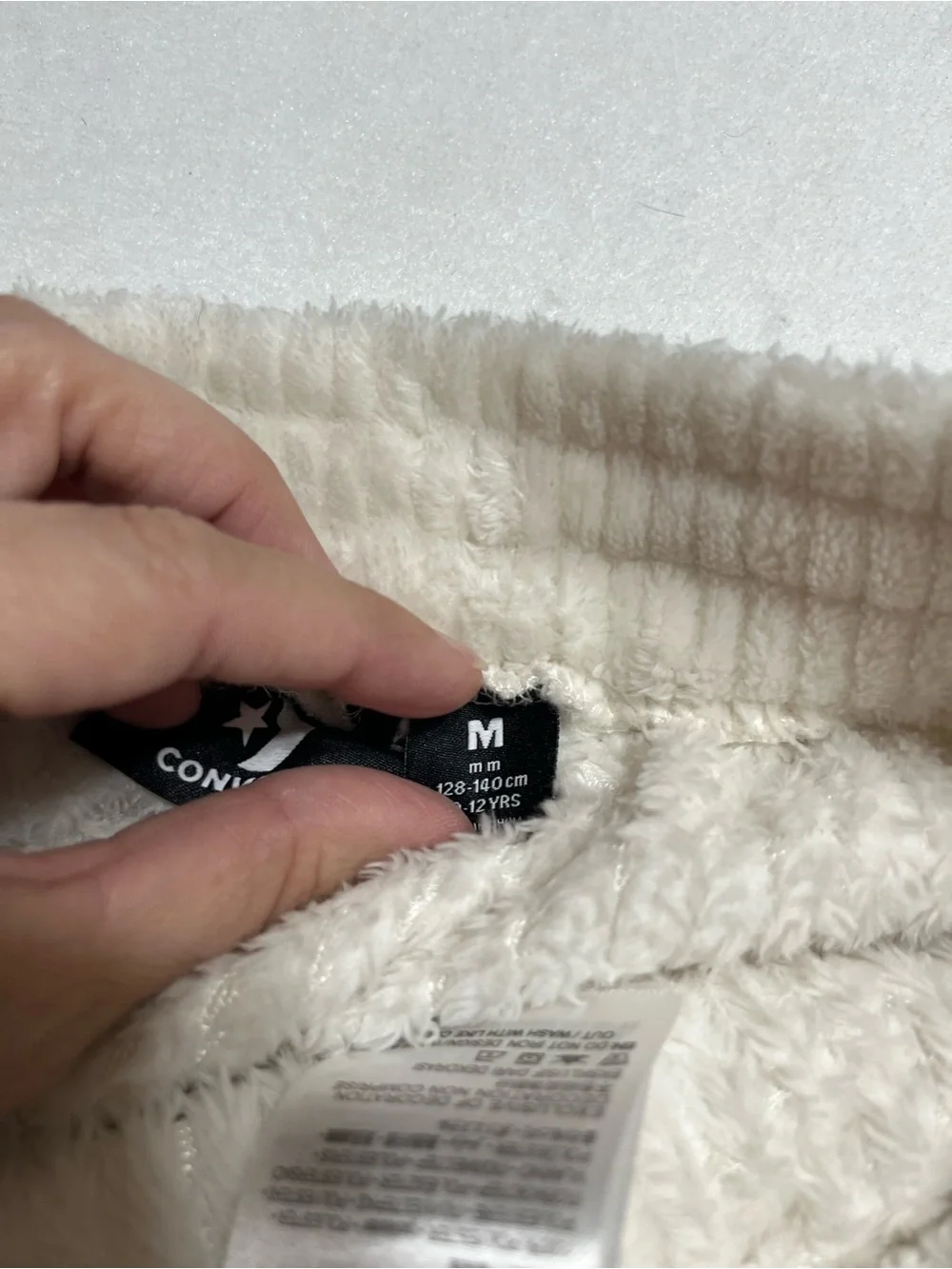 Converse Off-White Ribbed Plush Lounge Pants with Blue Logo